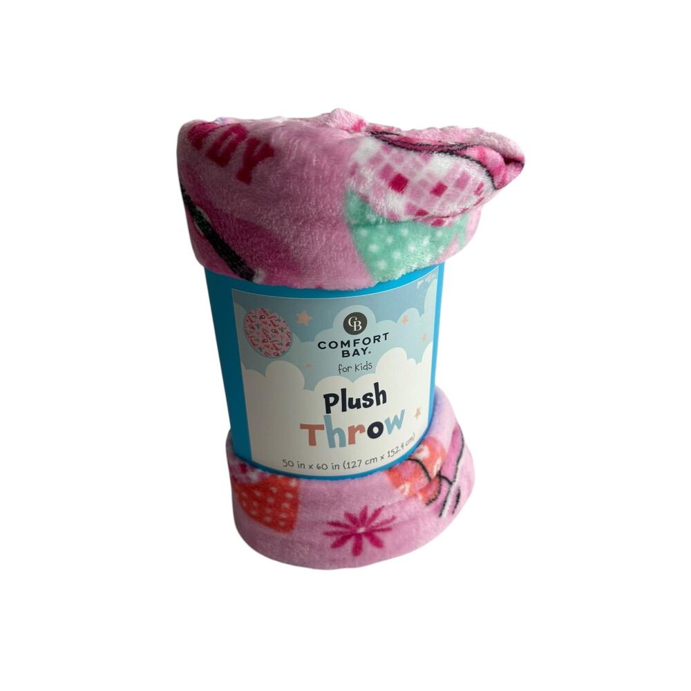 Comfort Bay for Kids Plush Throw 50 in x 60 in Pink Cowgirl Howdy Design